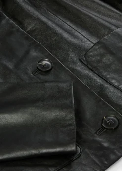 bonprix bonprix Chaqueta de piel de napa de cordero suave Negro New