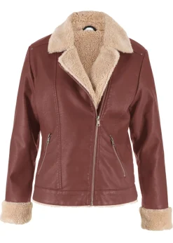 bonprix bonprix Chaqueta de piel sintética, con forro Marrón café Best