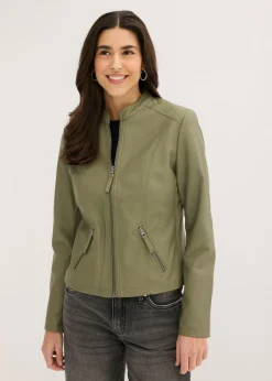 bonprix bonprix Chaqueta de piel sintética de viscosa pura Oliva Best