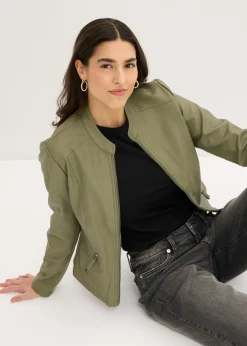 bonprix bonprix Chaqueta de piel sintética de viscosa pura Oliva Best