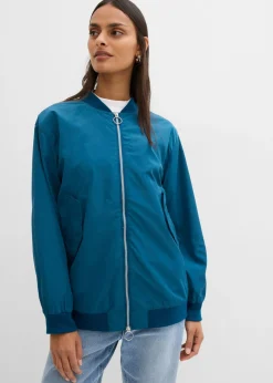 bonprix bonprix Chaqueta de piloto ancha con forro de leopardo Petróleo azul Outlet