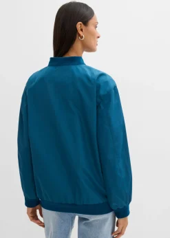bonprix bonprix Chaqueta de piloto ancha con forro de leopardo Petróleo azul Outlet