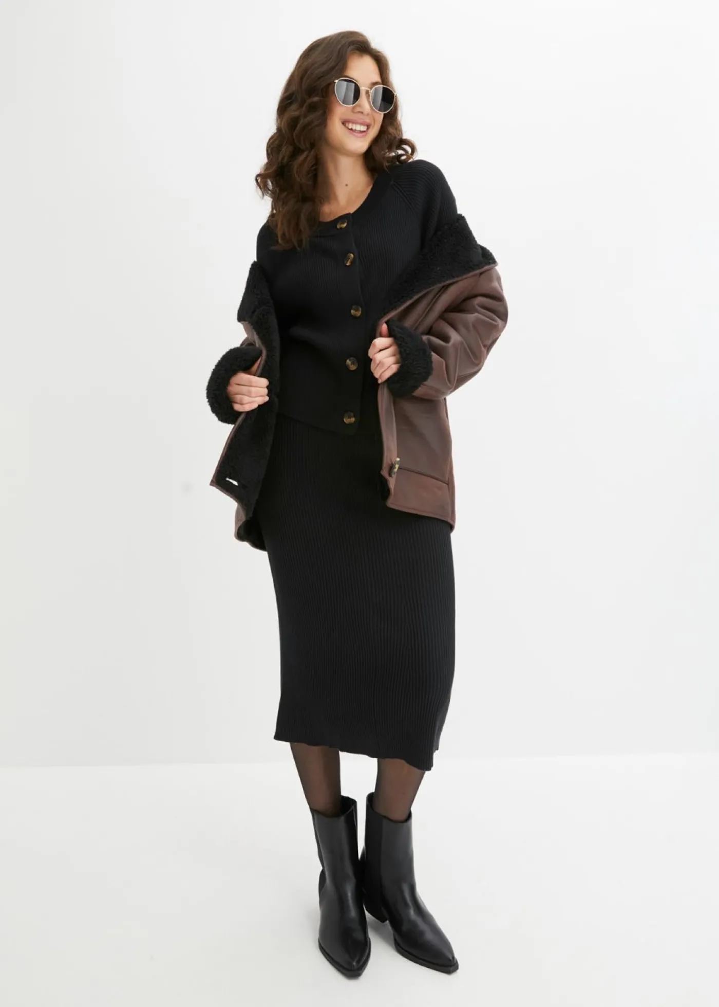 bonprix bonprix Chaqueta de punto Negro Online