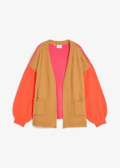 bonprix bonprix Chaqueta de punto beige crema-vnaranja neón-rosa oscuro Online