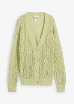 bonprix bonprix Chaqueta de punto ajour verde tiza New