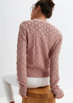 bonprix bonprix Chaqueta de punto ajour Rosa palo Online