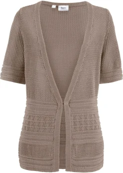 bonprix bonprix Chaqueta de punto ajour Marrón grisáceo Hot