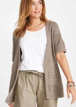 bonprix bonprix Chaqueta de punto ajour Marrón grisáceo Hot