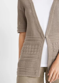 bonprix bonprix Chaqueta de punto ajour Marrón grisáceo Hot
