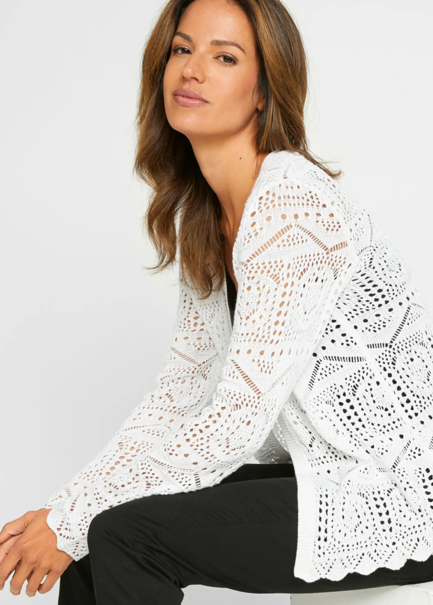 bonprix bonprix Chaqueta de punto ajour Marrón grisáceo Sale
