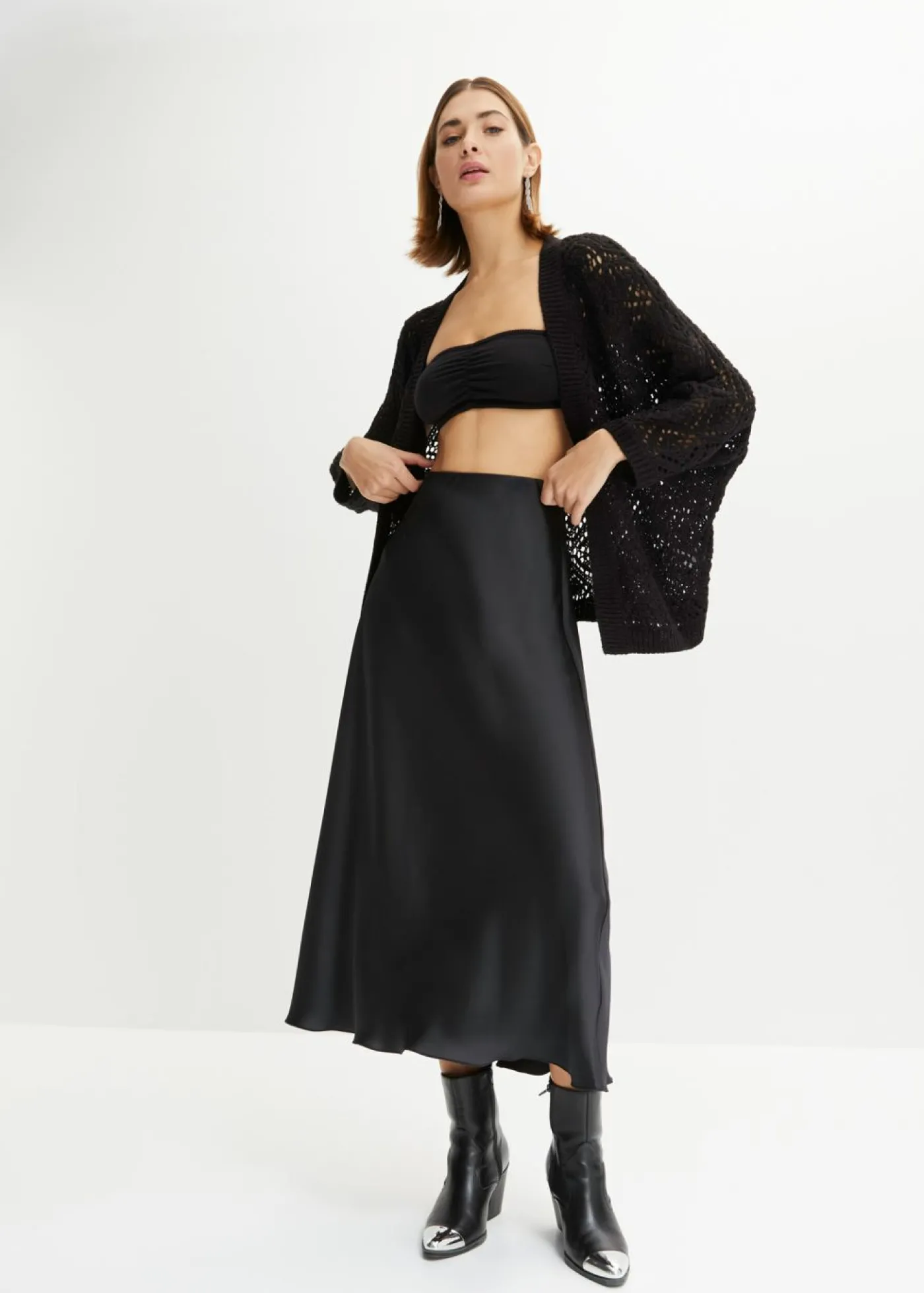 bonprix bonprix Chaqueta de punto ajour Negro Outlet