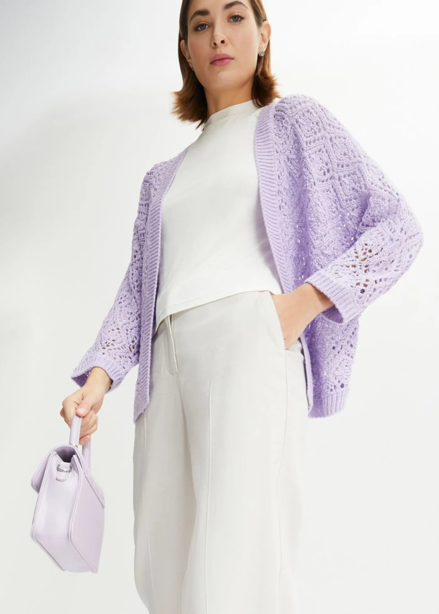 bonprix bonprix Chaqueta de punto ajour lila pastel New