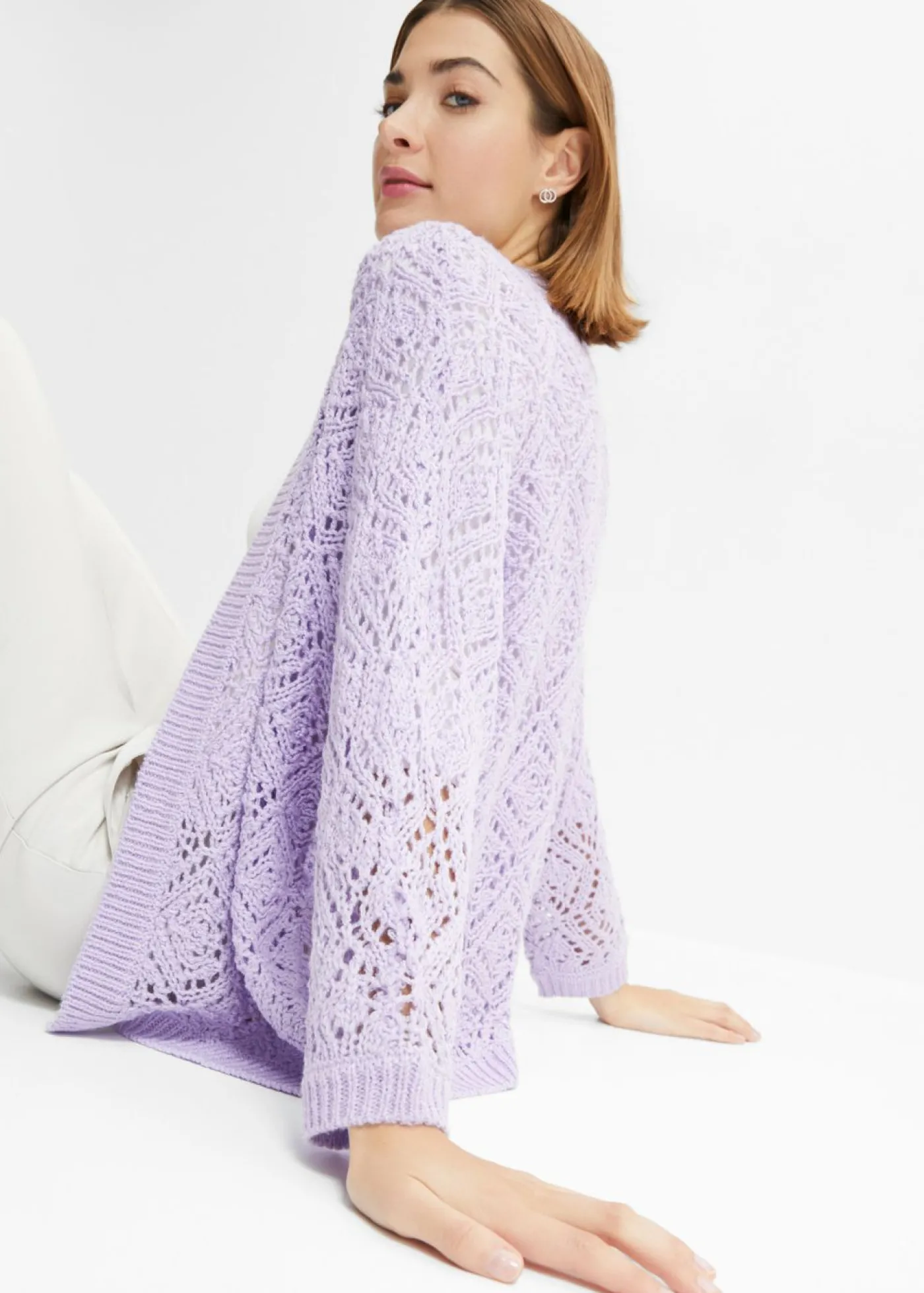 bonprix bonprix Chaqueta de punto ajour lila pastel New