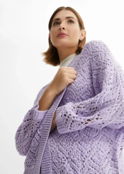 bonprix bonprix Chaqueta de punto ajour lila pastel New