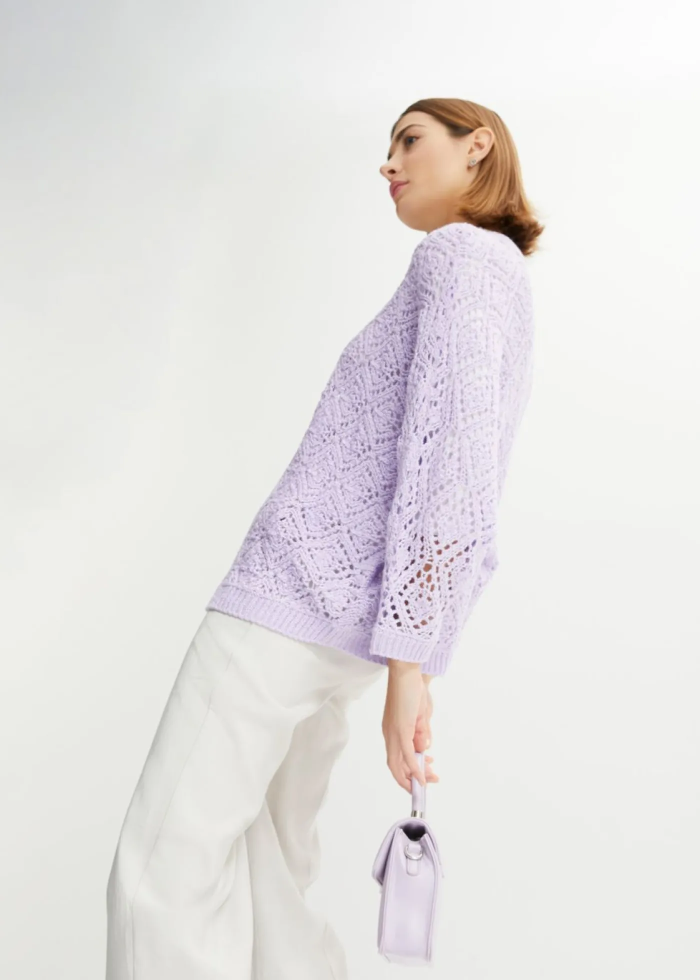bonprix bonprix Chaqueta de punto ajour lila pastel New