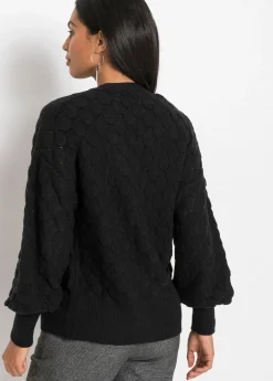bonprix bonprix Chaqueta de punto ajour Negro Clearance