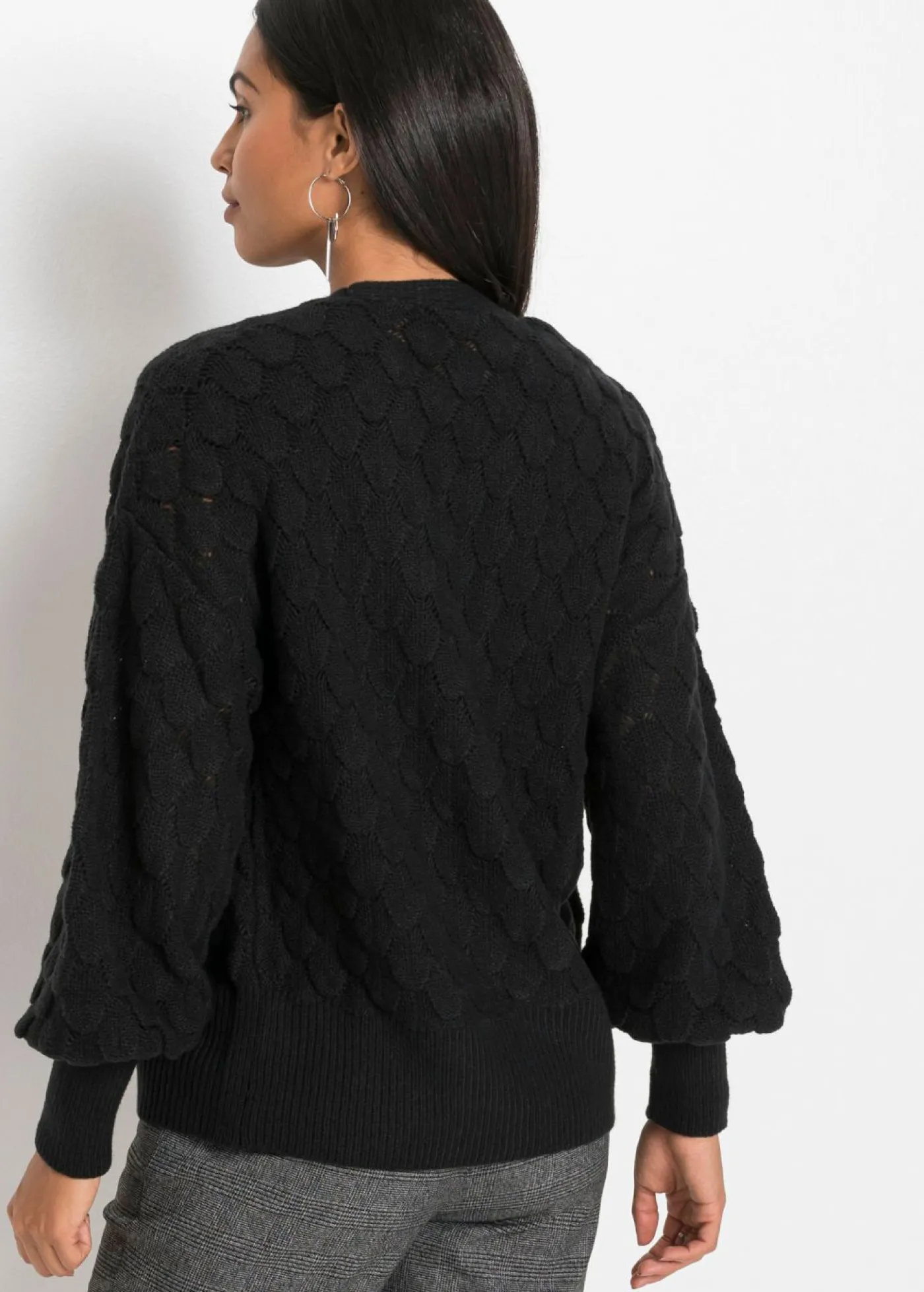bonprix bonprix Chaqueta de punto ajour Negro Clearance