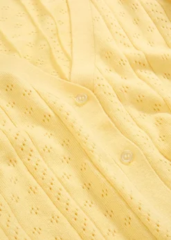 bonprix bonprix Chaqueta de punto ajour con mezcla de seda Amarillo claro Hot