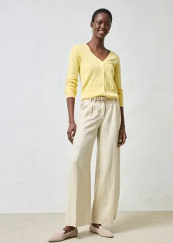 bonprix bonprix Chaqueta de punto ajour con mezcla de seda Amarillo claro Hot
