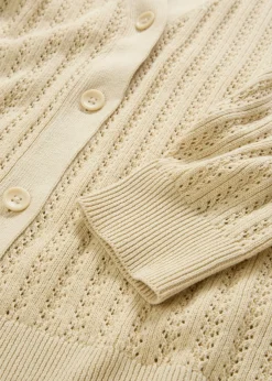 bonprix bonprix Chaqueta de punto ajour con contenido de lino Arena claro Clearance