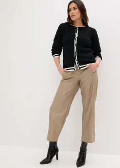 bonprix bonprix Chaqueta de punto ajour con hilo suave Negro-blanco lana