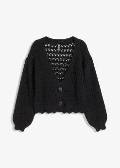 bonprix bonprix Chaqueta de punto ajour de algodón puro Negro Best
