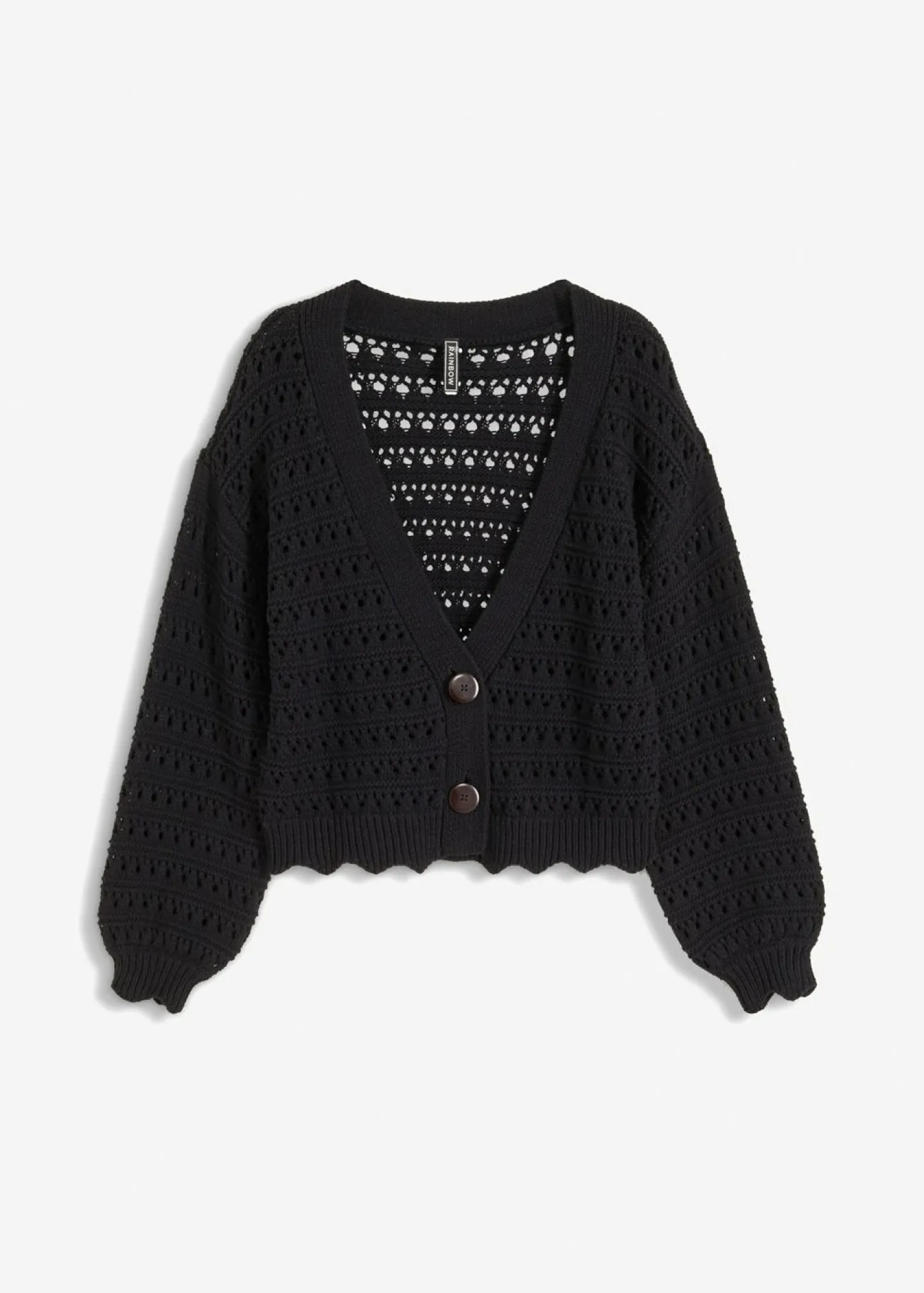 bonprix bonprix Chaqueta de punto ajour de algodón puro Negro Best