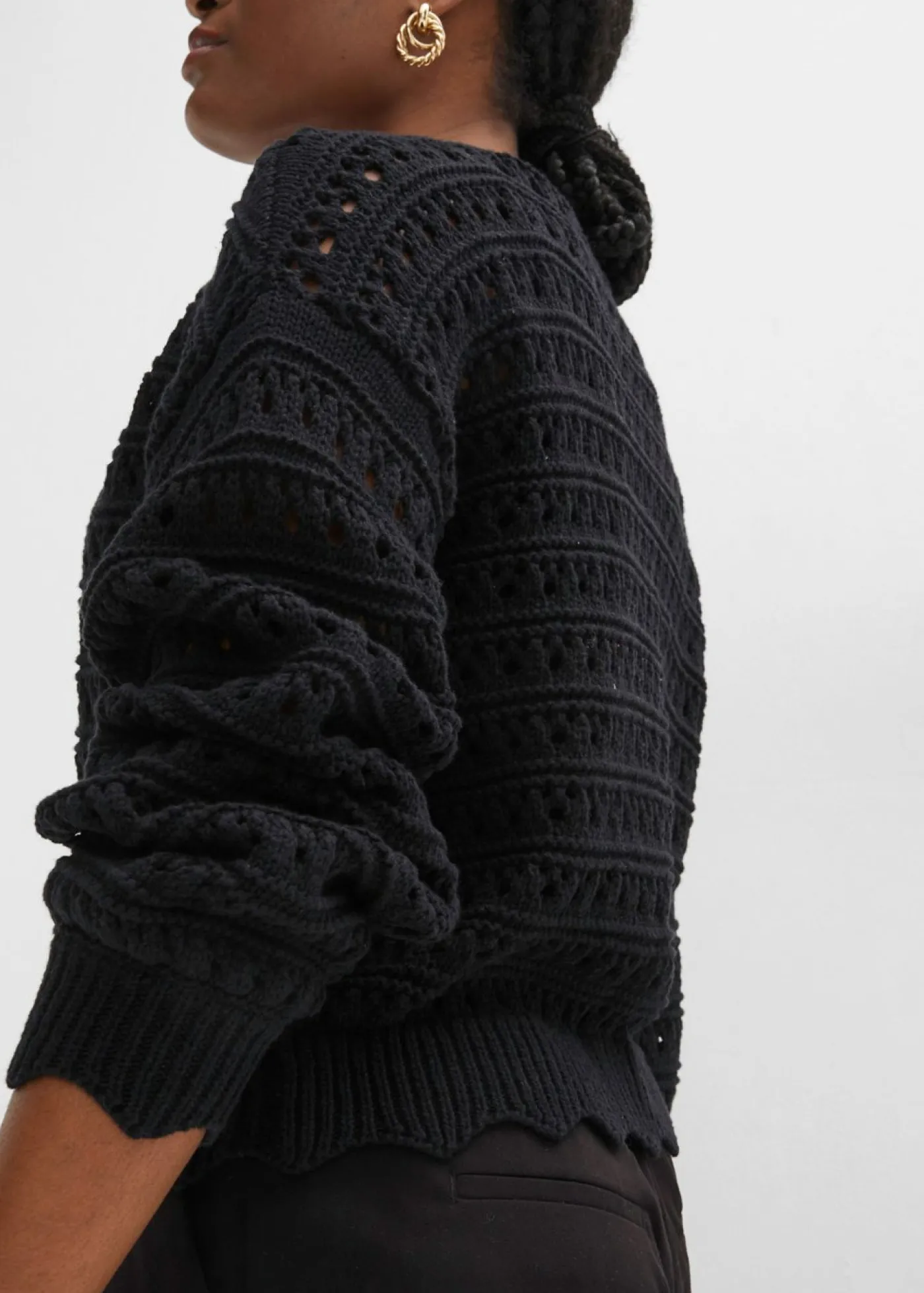 bonprix bonprix Chaqueta de punto ajour de algodón puro Negro Best