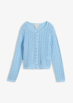 bonprix bonprix Chaqueta de punto ajour de algodón puro Azul claro Hot