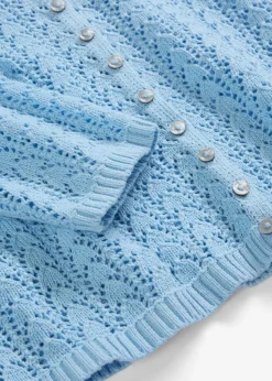 bonprix bonprix Chaqueta de punto ajour de algodón puro Azul claro Hot
