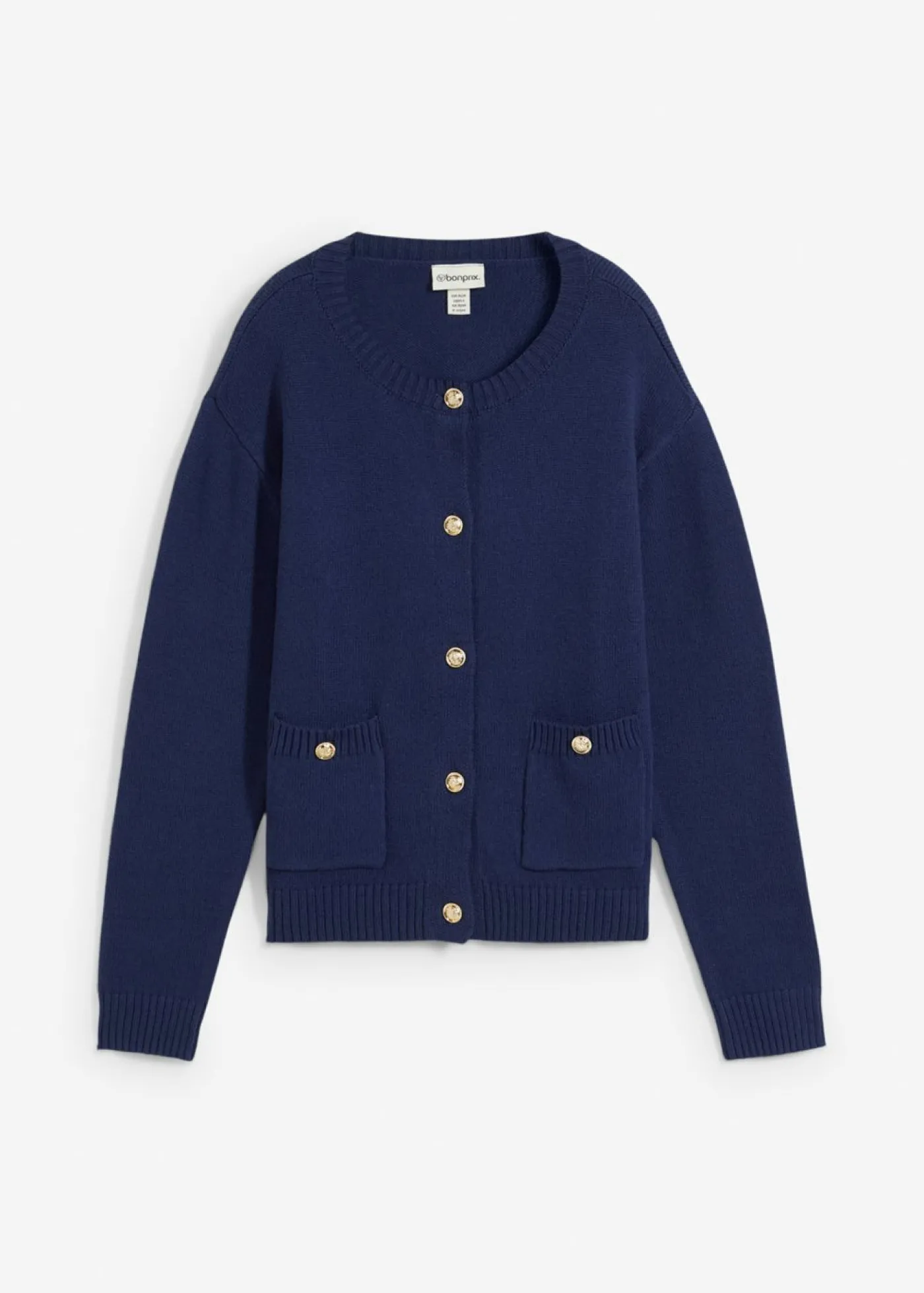 bonprix bonprix Chaqueta de punto con bolsillos Azul marino Outlet