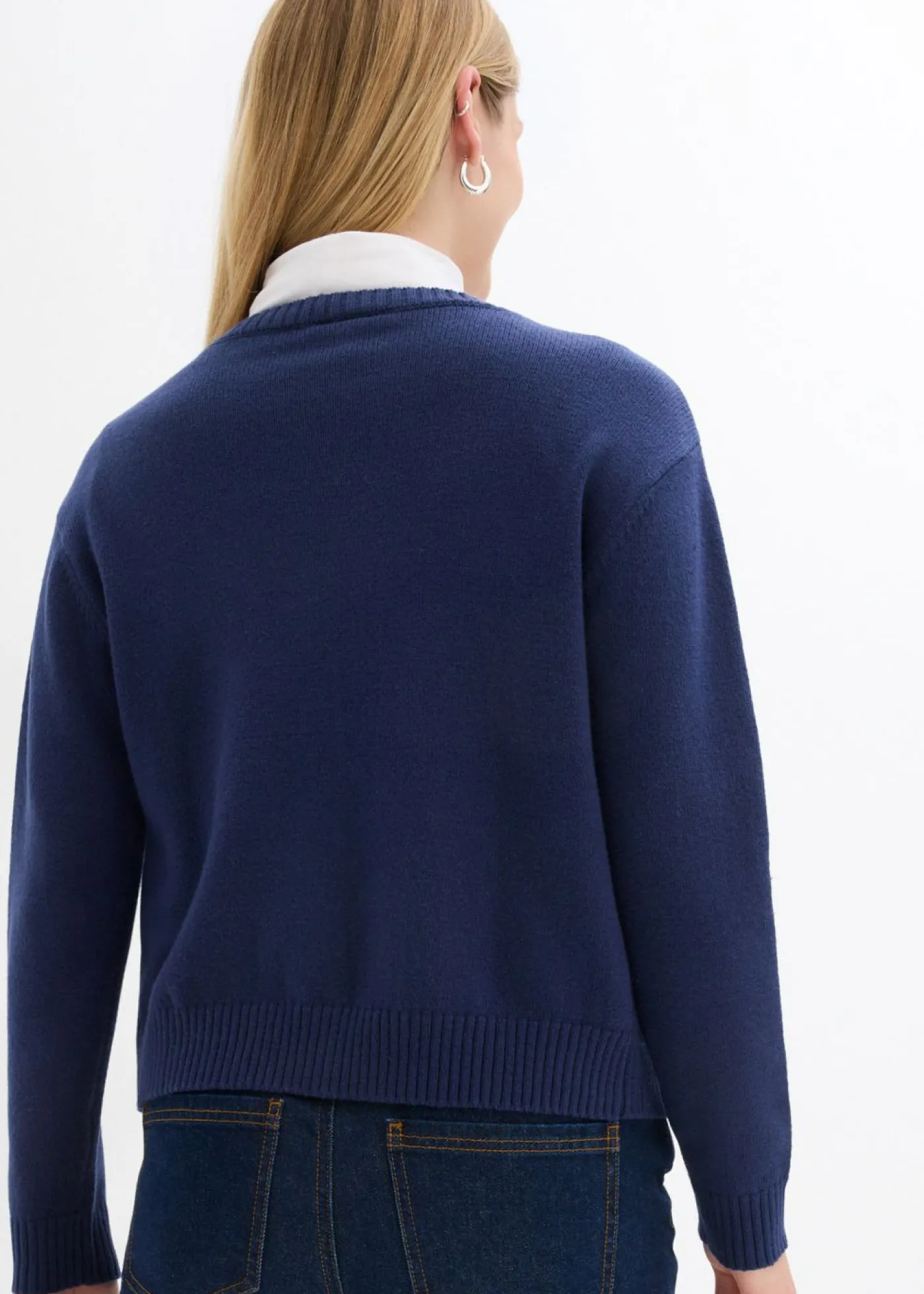 bonprix bonprix Chaqueta de punto con bolsillos Azul marino Outlet