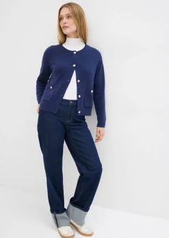 bonprix bonprix Chaqueta de punto con bolsillos Azul marino Outlet