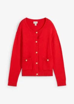 bonprix bonprix Chaqueta de punto con bolsillos fresa Sale