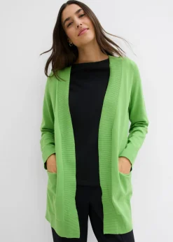 bonprix bonprix Chaqueta de punto con bolsillos y manga larga Verde Outlet