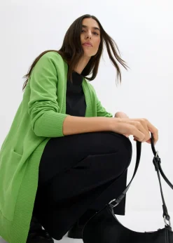 bonprix bonprix Chaqueta de punto con bolsillos y manga larga Verde Outlet