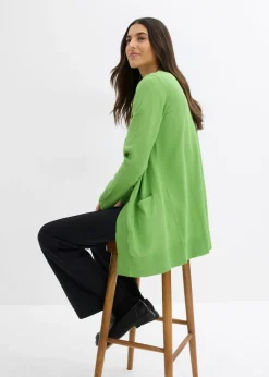 bonprix bonprix Chaqueta de punto con bolsillos y manga larga Verde Outlet