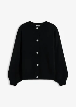 bonprix bonprix Chaqueta de punto con botones decorativos Negro Hot