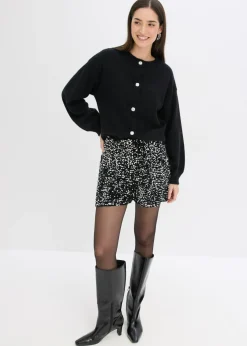 bonprix bonprix Chaqueta de punto con botones decorativos Negro Hot