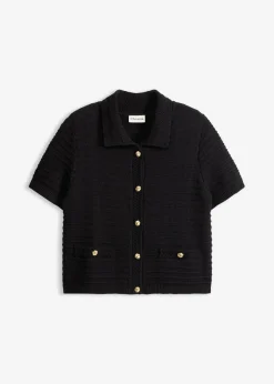 bonprix bonprix Chaqueta de punto con botones decorativos Negro Sale