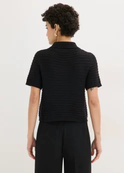 bonprix bonprix Chaqueta de punto con botones decorativos Negro Sale