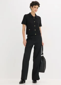 bonprix bonprix Chaqueta de punto con botones decorativos Negro Sale