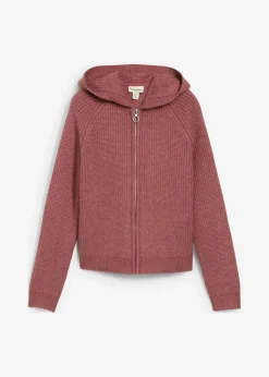 bonprix bonprix Chaqueta de punto con capucha baya suave Online