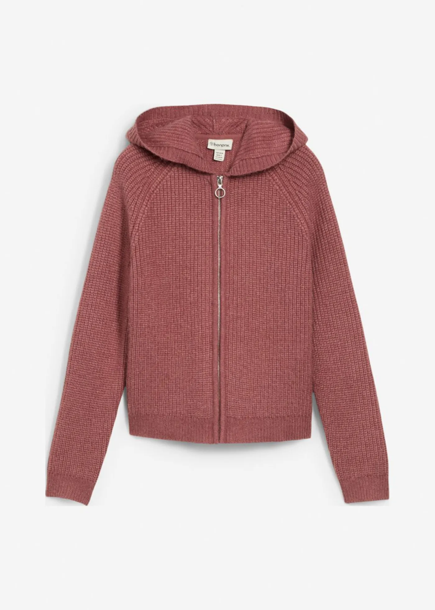 bonprix bonprix Chaqueta de punto con capucha baya suave Online