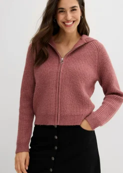 bonprix bonprix Chaqueta de punto con capucha baya suave Online