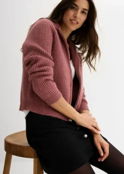 bonprix bonprix Chaqueta de punto con capucha baya suave Online