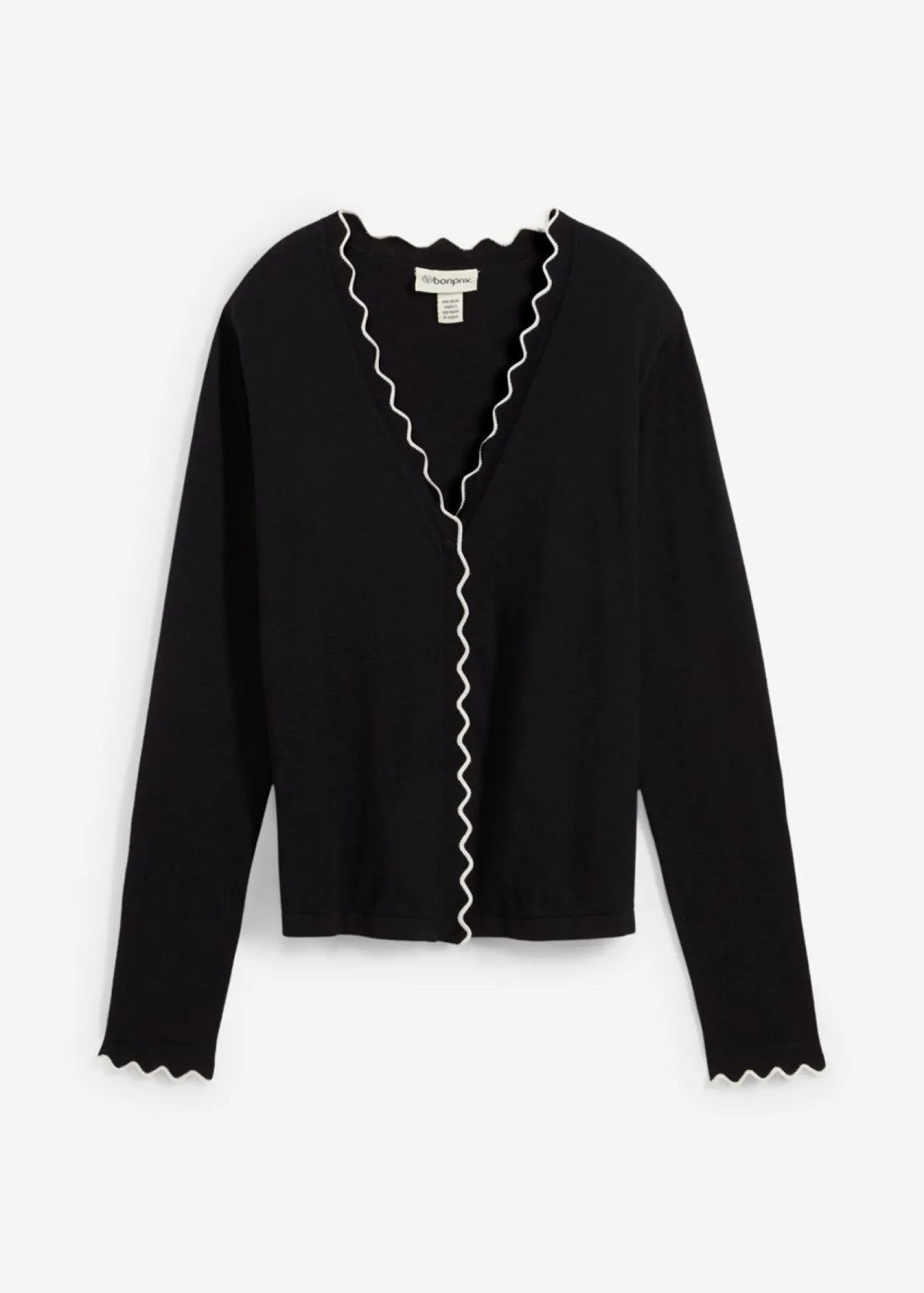bonprix bonprix Chaqueta de punto con contenido de seda Negro-blanco lana Online