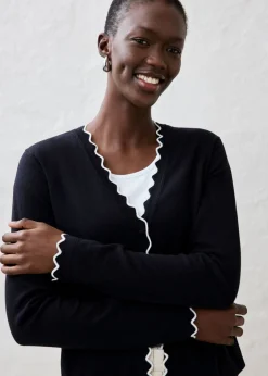 bonprix bonprix Chaqueta de punto con contenido de seda Negro-blanco lana Online