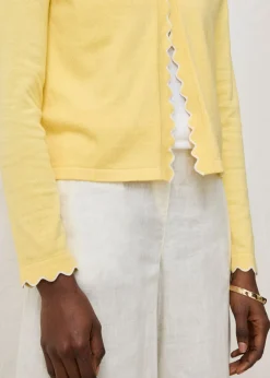 bonprix bonprix Chaqueta de punto con contenido de seda Amarillo claro-blanco lana Hot