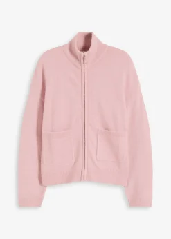 bonprix bonprix Chaqueta de punto con cremallera Rosa ceniza Online